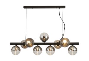 Fiorella Linear Pendant, 9 x G9, Satin Black/Chrome/Clear Two-Tone Round Spiral Glass (A)