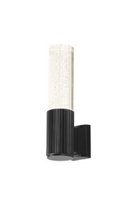 Gullo Ribbed Line Wall Lamp With Bubble Acrylic Shade, 1 x GU10, IP54, Black/Clear, 2yrs Warranty