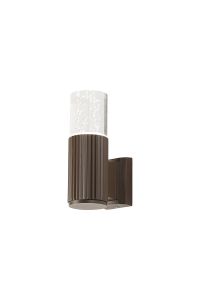 Gullo Ribbed Line Wall Lamp With Bubble Acrylic Shade, 1 x GU10, IP54, Dark Brown/Clear, 2yrs Warranty
