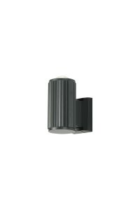 Gullo Ribbed Line Wall Lamp With Dome Acrylic Shade, 1 x GU10, IP54, Grey/Clear/Frosted, 2yrs Warranty