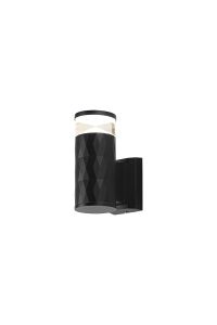 Gullo Diamond Pattern Wall Lamp With X Pattern Acrylic Shade, 1 x GU10, IP54, Black/Clear/Frosted, 2yrs Warranty