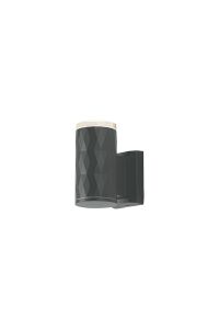 Gullo Diamond Pattern Wall Lamp With Shallow Acrylic Shade, 1 x GU10, IP54, Grey/Clear/Frosted, 2yrs Warranty