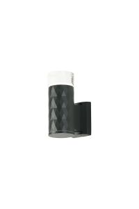 Gullo Diamond Pattern Wall Lamp With Short Diagonal Pattern Acrylic Shade, 1 x GU10, IP54, Grey/Clear/Frosted, 2yrs Warranty