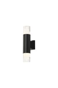 Gullo Ribbed Line Wall Lamp With Tier Pattern Acrylic Shade, 2 x GU10, IP54, Black/Clear, 2yrs Warranty