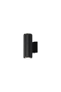 Gullo Ribbed Line Wall Lamp With Dome Acrylic Shade, 2 x GU10, IP54, Black/Clear/Frosted, 2yrs Warranty