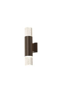 Gullo Ribbed Line Wall Lamp With Bubble Acrylic Shade, 2 x GU10, IP54, Dark Brown/Clear, 2yrs Warranty