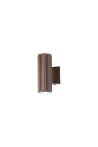 Gullo Ribbed Line Wall Lamp With Dome Acrylic Shade, 2 x GU10, IP54, Dark Brown/Clear/Frosted, 2yrs Warranty
