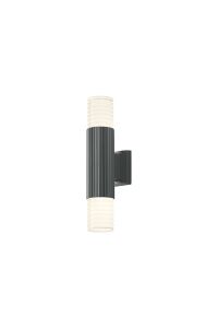 Gullo Ribbed Line Wall Lamp With Horizontal Line Acrylic Shade, 2 x GU10, IP54, Grey/Clear/Frosted, 2yrs Warranty