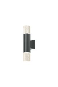 Gullo Ribbed Line Wall Lamp With Bubble Acrylic Shade, 2 x GU10, IP54, Grey/Clear, 2yrs Warranty