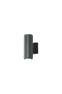 Gullo Ribbed Line Wall Lamp With Dome Acrylic Shade, 2 x GU10, IP54, Grey/Clear/Frosted, 2yrs Warranty