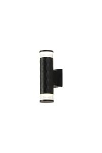 Gullo Diamond Pattern Wall Lamp With X Pattern Acrylic Shade, 2 x GU10, IP54, Black/Clear/Frosted, 2yrs Warranty