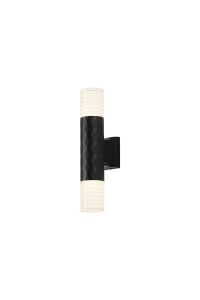 Gullo Diamond Pattern Wall Lamp With Horizontal Line Acrylic Shade, 2 x GU10, IP54, Black/Clear/Frosted, 2yrs Warranty