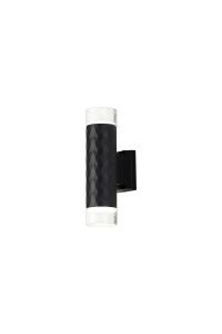 Gullo Diamond Pattern Wall Lamp With Short Diagonal Pattern Acrylic Shade, 2 x GU10, IP54, Black/Clear/Frosted, 2yrs Warranty