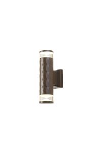 Gullo Diamond Pattern Wall Lamp With X Pattern Acrylic Shade, 2 x GU10, IP54, Dark Brown/Clear/Frosted, 2yrs Warranty