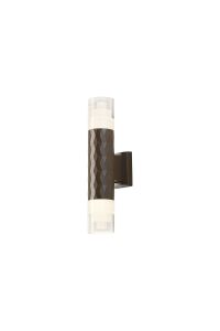 Gullo Diamond Pattern Wall Lamp With Tier Pattern Acrylic Shade, 2 x GU10, IP54, Dark Brown/Clear, 2yrs Warranty