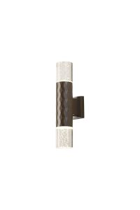 Gullo Diamond Pattern Wall Lamp With Bubble Acrylic Shade, 2 x GU10, IP54, Dark Brown/Clear, 2yrs Warranty