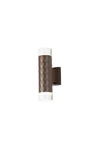 Gullo Diamond Pattern Wall Lamp With Short Diagonal Pattern Acrylic Shade, 2 x GU10, IP54, Dark Brown/Clear/Frosted, 2yrs Warranty