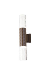 Gullo Diamond Pattern Wall Lamp With Tall Diagonal Pattern Acrylic Shade, 2 x GU10, IP54, Dark Brown/Clear/Frosted, 2yrs Warranty