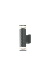 Gullo Diamond Pattern Wall Lamp With X Pattern Acrylic Shade, 2 x GU10, IP54, Grey/Clear/Frosted, 2yrs Warranty