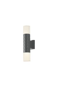 Gullo Diamond Pattern Wall Lamp With Horizontal Line Acrylic Shade, 2 x GU10, IP54, Grey/Clear/Frosted, 2yrs Warranty