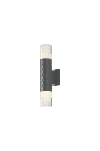 Gullo Diamond Pattern Wall Lamp With Tier Pattern Acrylic Shade, 2 x GU10, IP54, Grey/Clear, 2yrs Warranty
