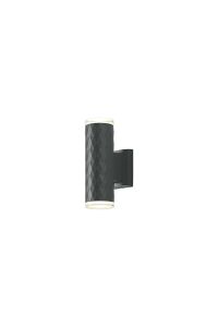 Gullo Diamond Pattern Wall Lamp With Shallow Acrylic Shade, 2 x GU10, IP54, Grey/Clear/Frosted, 2yrs Warranty