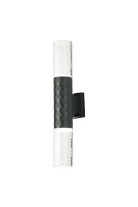 Gullo Diamond Pattern Wall Lamp With Tall Diagonal Pattern Acrylic Shade, 2 x GU10, IP54, Grey/Clear/Frosted, 2yrs Warranty