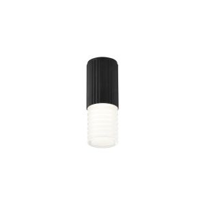 Gullo 6.7cm Ribbed Line Ceiling With Horizontal Line Acrylic Shade, 1 x GU10, IP54, Black/Clear/Frosted, 2yrs Warranty