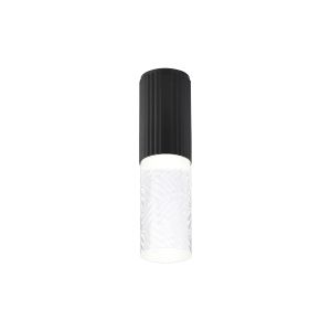 Gullo 6.7cm Ribbed Line Ceiling With Tall Diagonal Pattern Acrylic Shade, 1 x GU10, IP54, Black/Clear/Frosted, 2yrs Warranty