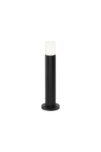 Gullo Ribbed Line 35cm Post Lamp With Horizontal Line Acrylic Shade, 1 x GU10, IP54, Black/Clear/Frosted, 2yrs Warranty