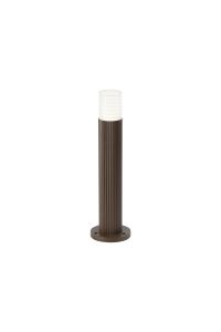 Gullo Ribbed Line 35cm Post Lamp With Horizontal Line Acrylic Shade, 1 x GU10, IP54, Dark Brown/Clear/Frosted, 2yrs Warranty