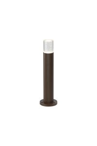 Gullo Ribbed Line 35cm Post Lamp With Bubble Acrylic Shade, 1 x GU10, IP54, Dark Brown/Clear, 2yrs Warranty