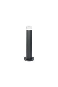 Gullo Ribbed Line 35cm Post Lamp With Short Diagonal Pattern Acrylic Shade, 1 x GU10, IP54, Grey/Clear/Frosted, 2yrs Warranty