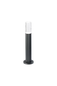 Gullo Ribbed Line 35cm Post Lamp With Tall Diagonal Pattern Acrylic Shade, 1 x GU10, IP54, Grey/Clear/Frosted, 2yrs Warranty