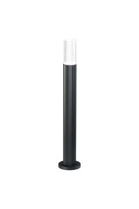 Gullo Ribbed Line 55cm Post Lamp With Tall Diagonal Pattern Acrylic Shade, 1 x GU10, IP54, Grey/Clear/Frosted, 2yrs Warranty