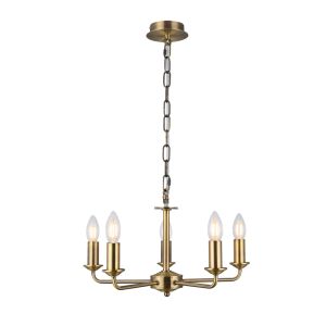 Banyan 5 Light Multi Arm Pendant Without Shade, c/w 1.5m Chain, E14 Antique Brass