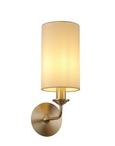 Banyan 1 Light Switched Wall Lamp, E14 Satin Nickel With 12cm Faux Silk Shade, Ivory Pearl/White Laminate