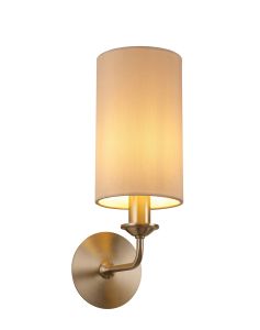 Banyan 1 Light Switched Wall Lamp, E14 Satin Nickel With 12cm Dual Faux Silk Shade, Nude Beige/Moonlight