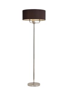 Banyan 3 Light Switched Floor Lamp With 50cm x 20cm Faux Silk Shade, Black/White Laminate Polished Nickel/Black