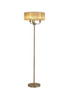 Banyan 3 Light Switched Floor Lamp With 45cm x 15cm Soft Bronze Organza Shade Antique Brass/Soft Bronze