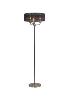 Banyan 3 Light Switched Floor Lamp With 45cm x 15cm Black Organza Shade Satin Nickel/Black