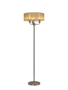 Banyan 3 Light Switched Floor Lamp With 45cm x 15cm Soft Bronze Organza Shade Satin Nickel/Soft Bronze