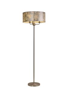 Banyan 3 Light Switched Floor Lamp With 50cm x 20cm Silver Leaf With White Lining Shade Satin Nickel/Silver Leaf