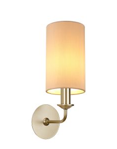 Banyan 1 Light Switched Wall Lamp With 12cm x 20cm Dual Faux Silk Fabric Shade Champagne Gold/Nude Beige
