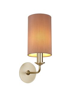 Banyan 1 Light Switched Wall Lamp With 12cm x 20cm Dual Faux Silk Fabric Shade Champagne Gold/Taupe