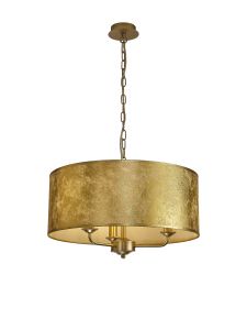 Banyan 3 Light Multi Arm Pendant With 50cm x 20cm Gold Leaf Shade Champagne Gold/Gold Leaf