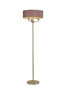 Banyan 3 Light Switched Floor Lamp With 45cm x 15cm Dual Faux Silk Fabric Shade Champagne Gold/Taupe