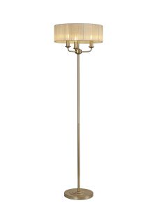 Banyan 3 Light Switched Floor Lamp With 45cm x 15cm Organza Shade Champagne Gold/Cream