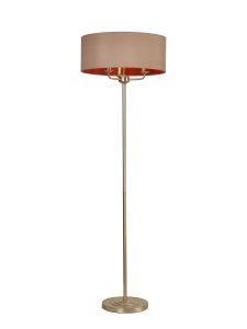 Banyan 3 Light Switched Floor Lamp With 50cm x 20cm Dual Faux Silk Fabric Shade Champagne Gold/Antique Gold