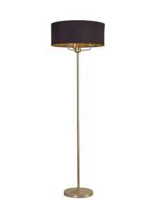 Banyan 3 Light Switched Floor Lamp With 50cm x 20cm Dual Faux Silk Fabric Shade Champagne Gold/Midnight Black